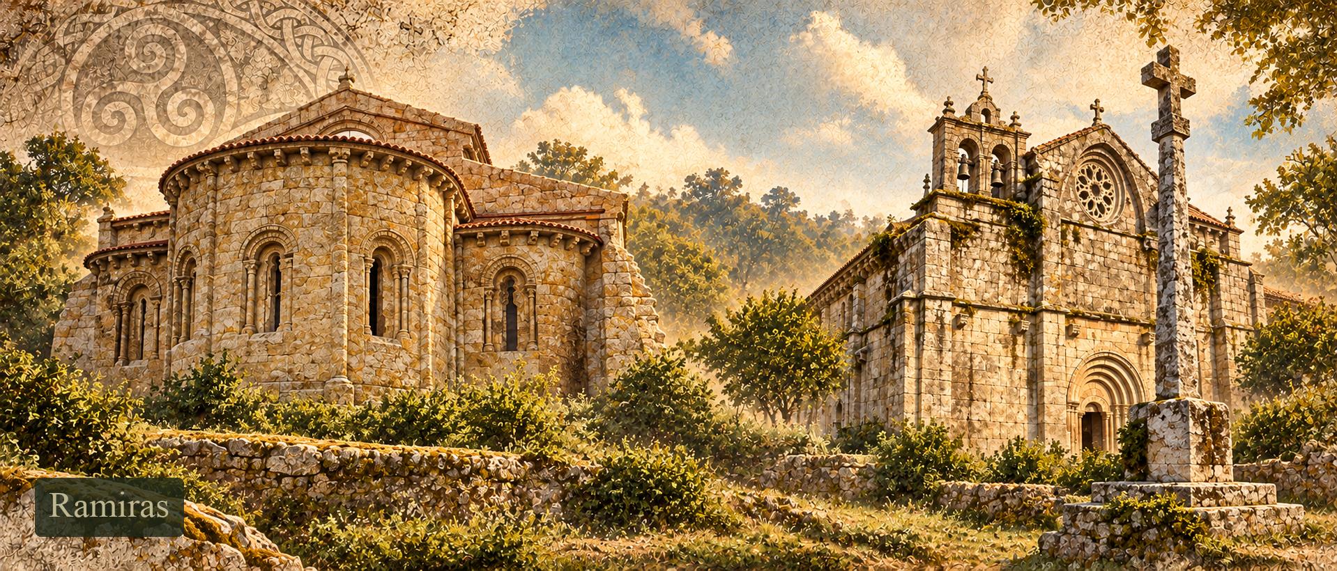 Collage ilustrado: Monasterio de San Pedro de Ramirás